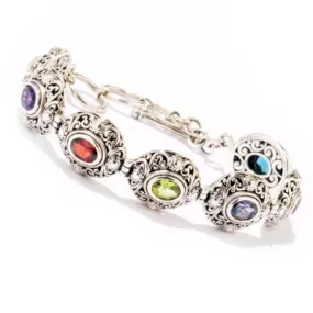 Samuel B. Sterling Silver Multi-Gemstone Bracelet, 6.5" with 1" extender (91149)