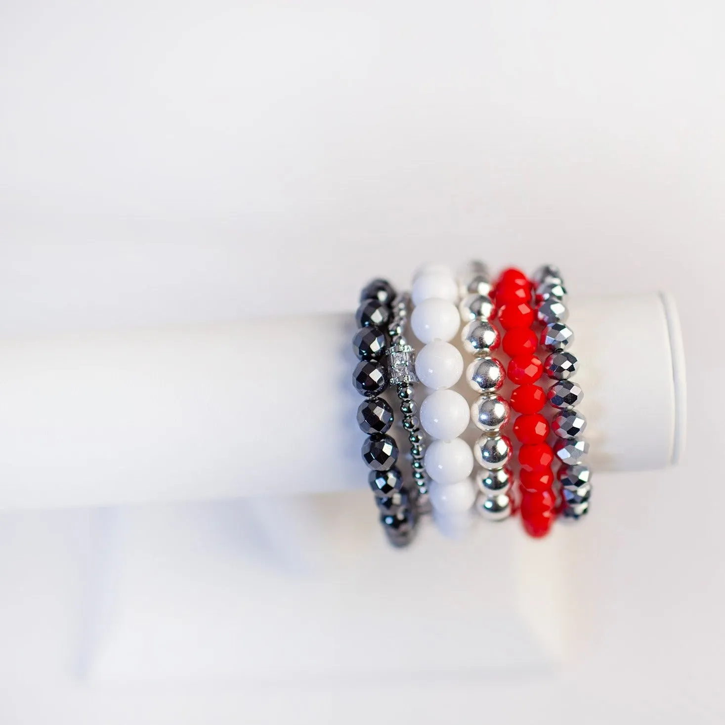 Scarlet Charcoal Winter Bracelet Stack