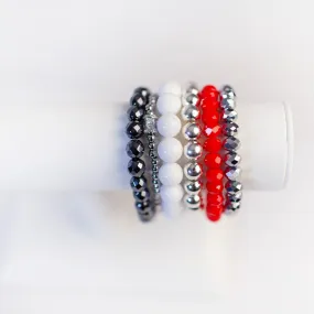 Scarlet Charcoal Winter Bracelet Stack