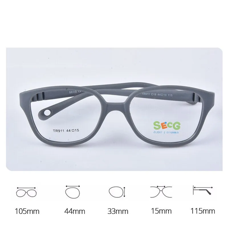 Secg's Unisex Children's Full Rim Square Tr 90 Titanium Eyeglasses Tr911