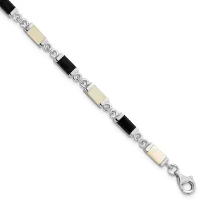 Silver Fancy Onyx Mother Of Pearl Bracelet