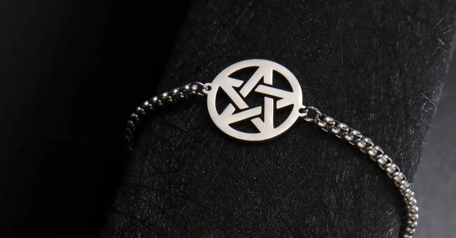 Silver Intertwined Pentagram Protection Pentacle Bracelet