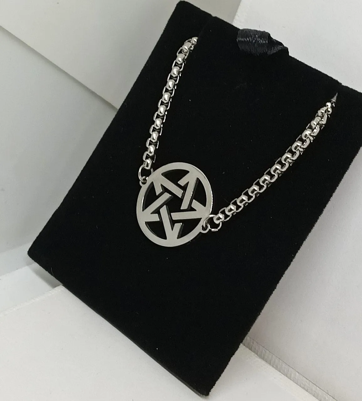 Silver Intertwined Pentagram Protection Pentacle Bracelet