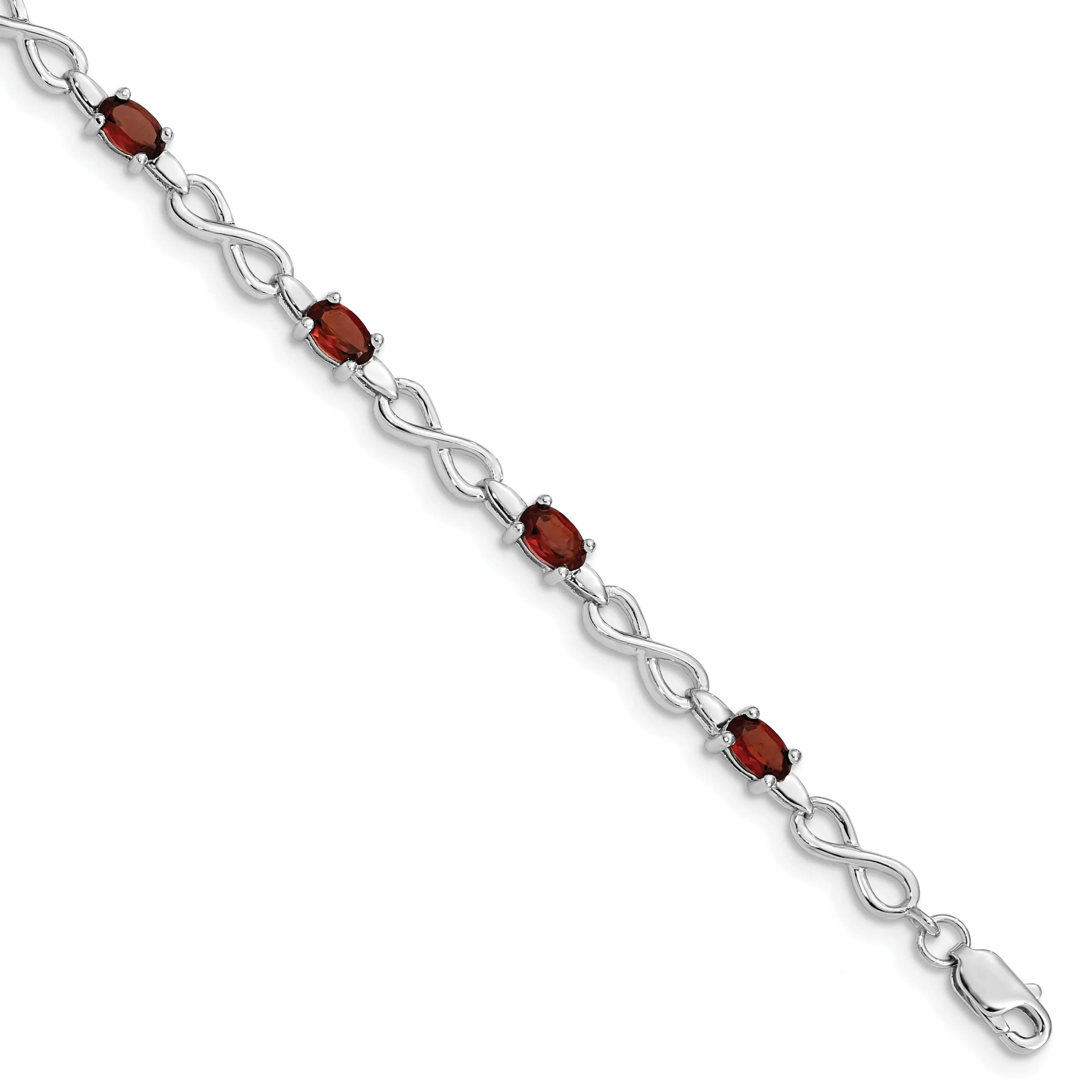 Silver Oval Stones Garnet Gemstone Bracelet