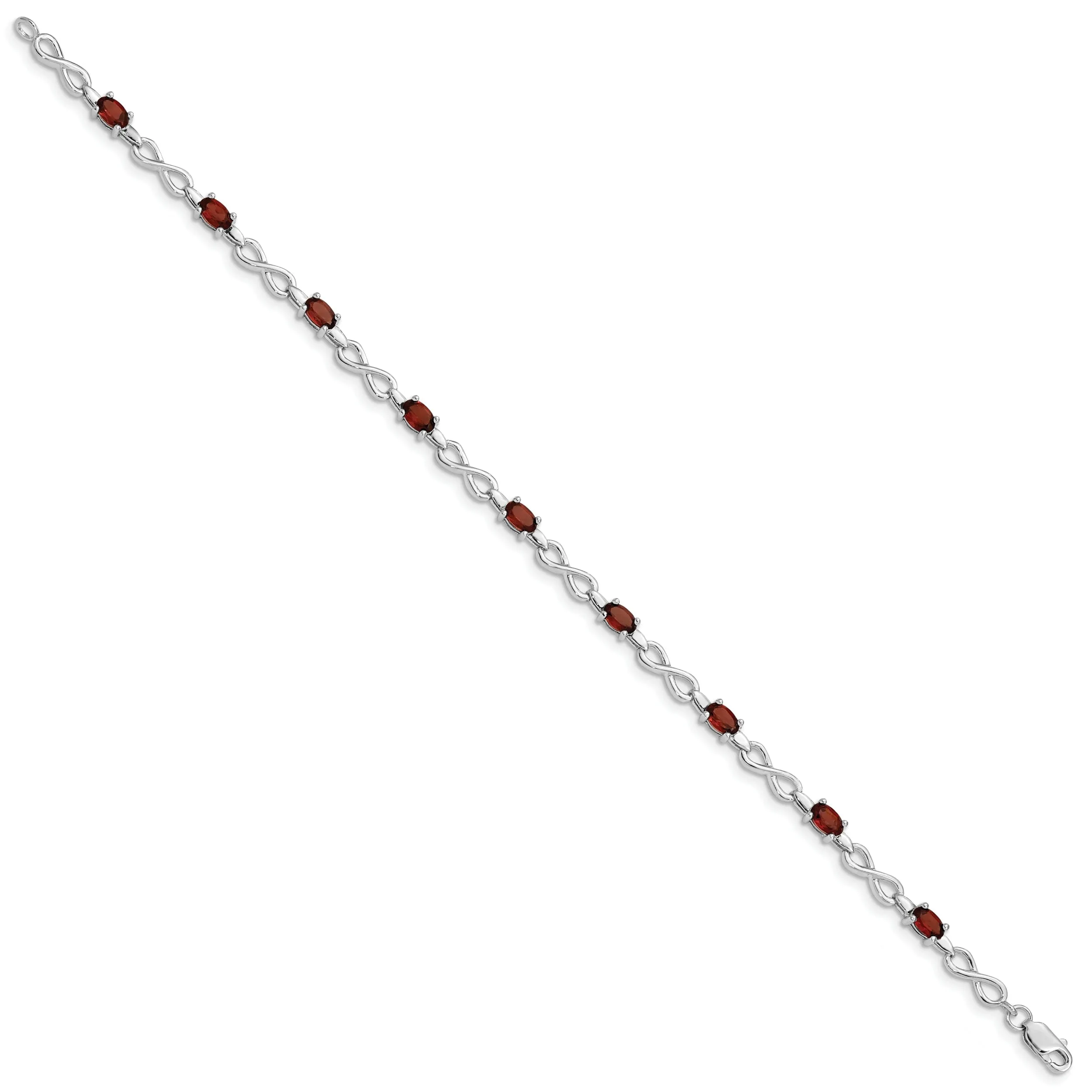 Silver Oval Stones Garnet Gemstone Bracelet