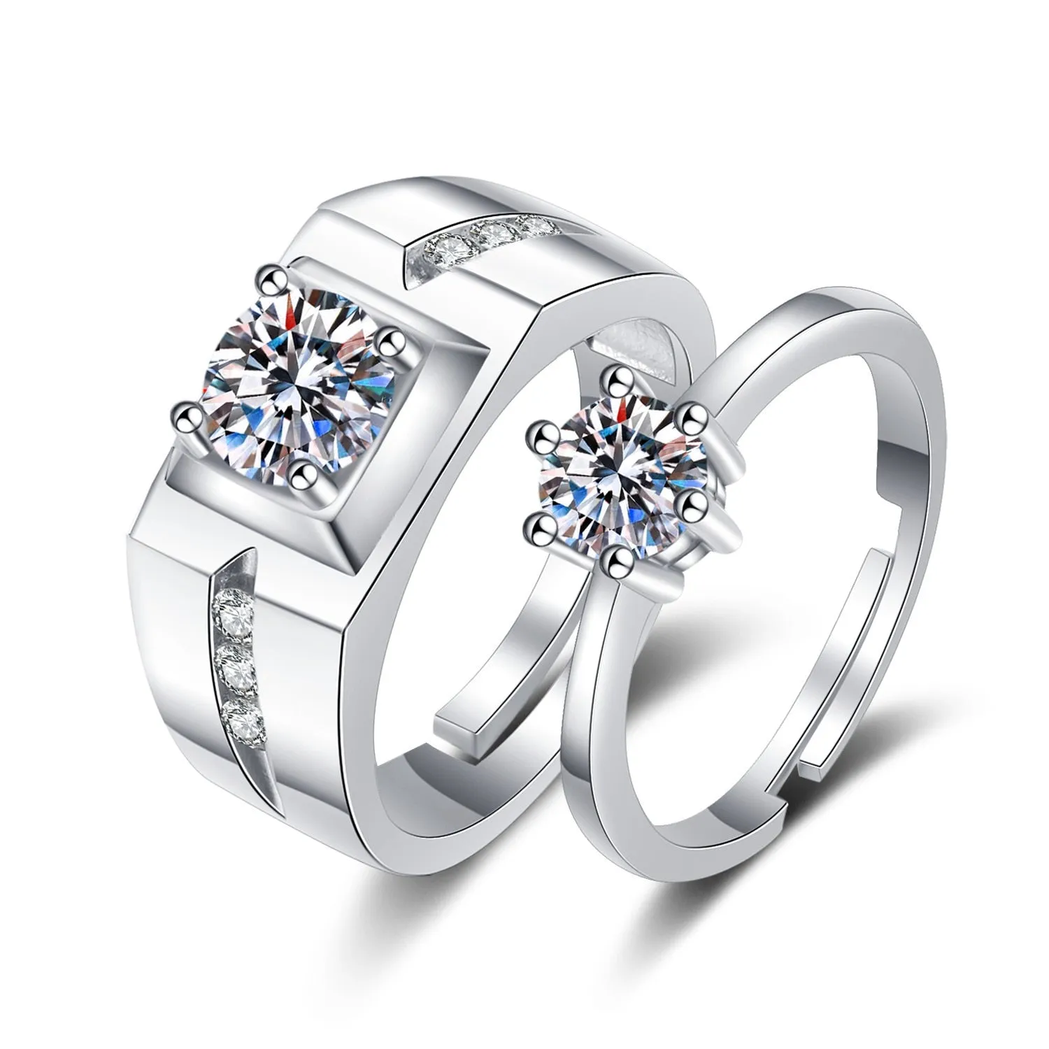 Silver Plated Couple Love Zircon Ring