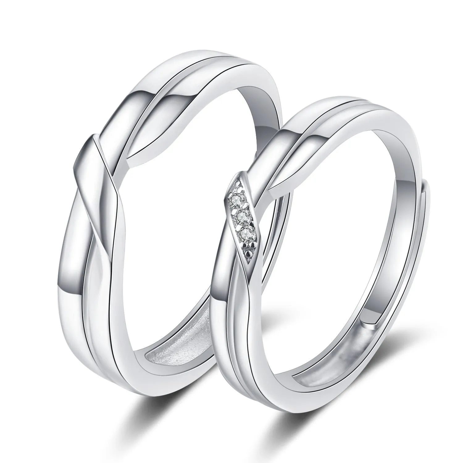 Silver Plated Couple Love Zircon Ring