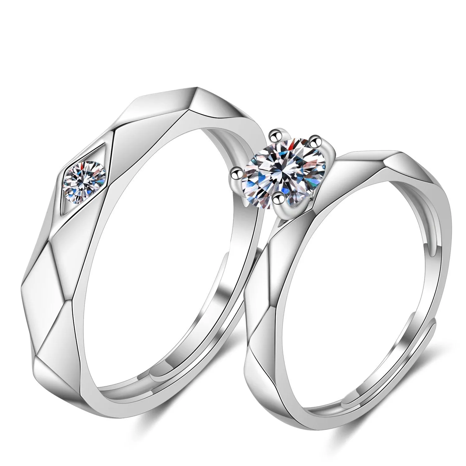 Silver Plated Couple Love Zircon Ring