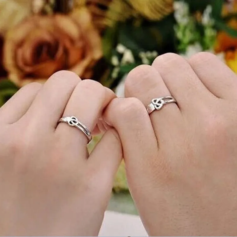 Silver Plated Couple Love Zircon Ring