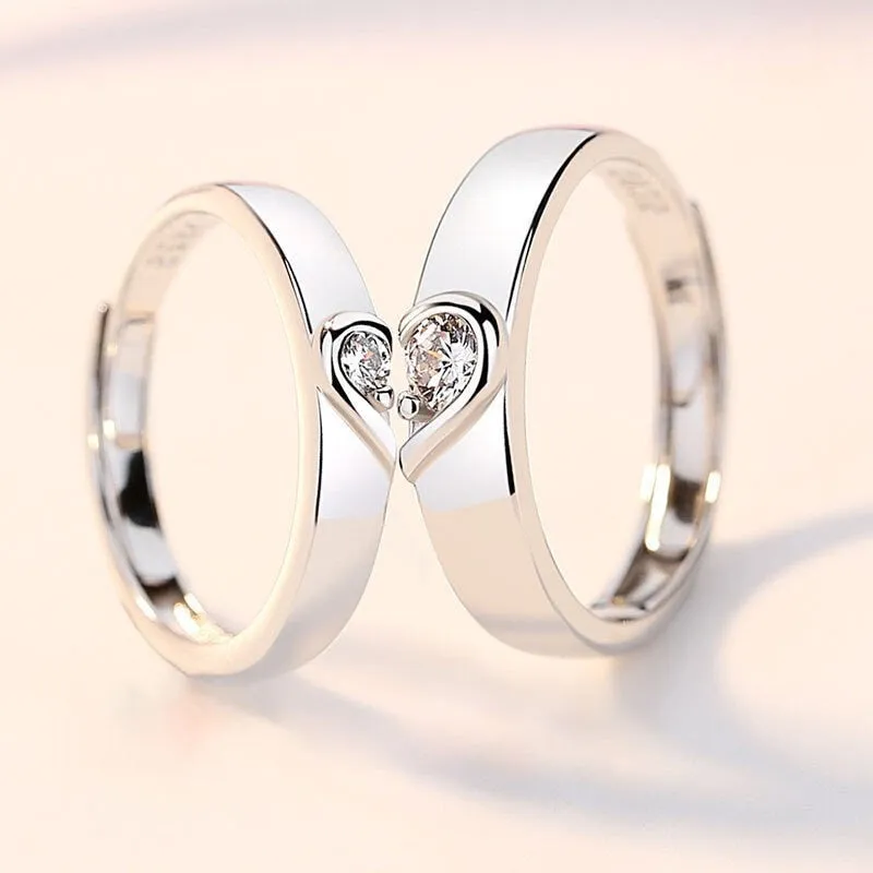 Silver Plated Couple Love Zircon Ring