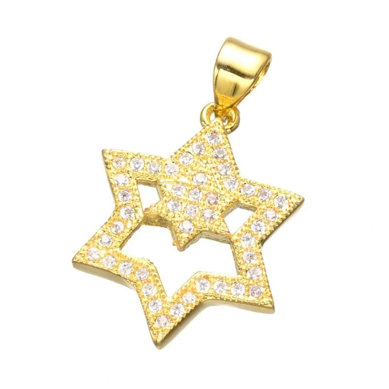 Silver Zircon Micro Pave Jewish Star of David Charm Pendant Necklace CZ