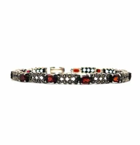 Silver/Red Garnet Sterling Silver Jewelry Bracelet