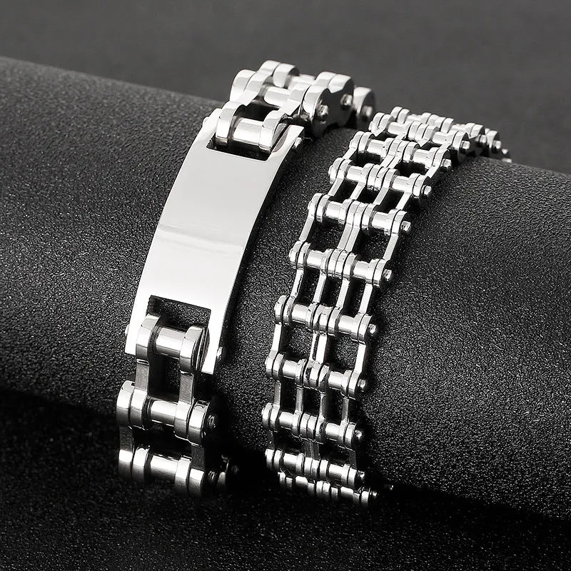 Sleek Punk Style Titanium Steel Men's Bracelet by Planderful Collection