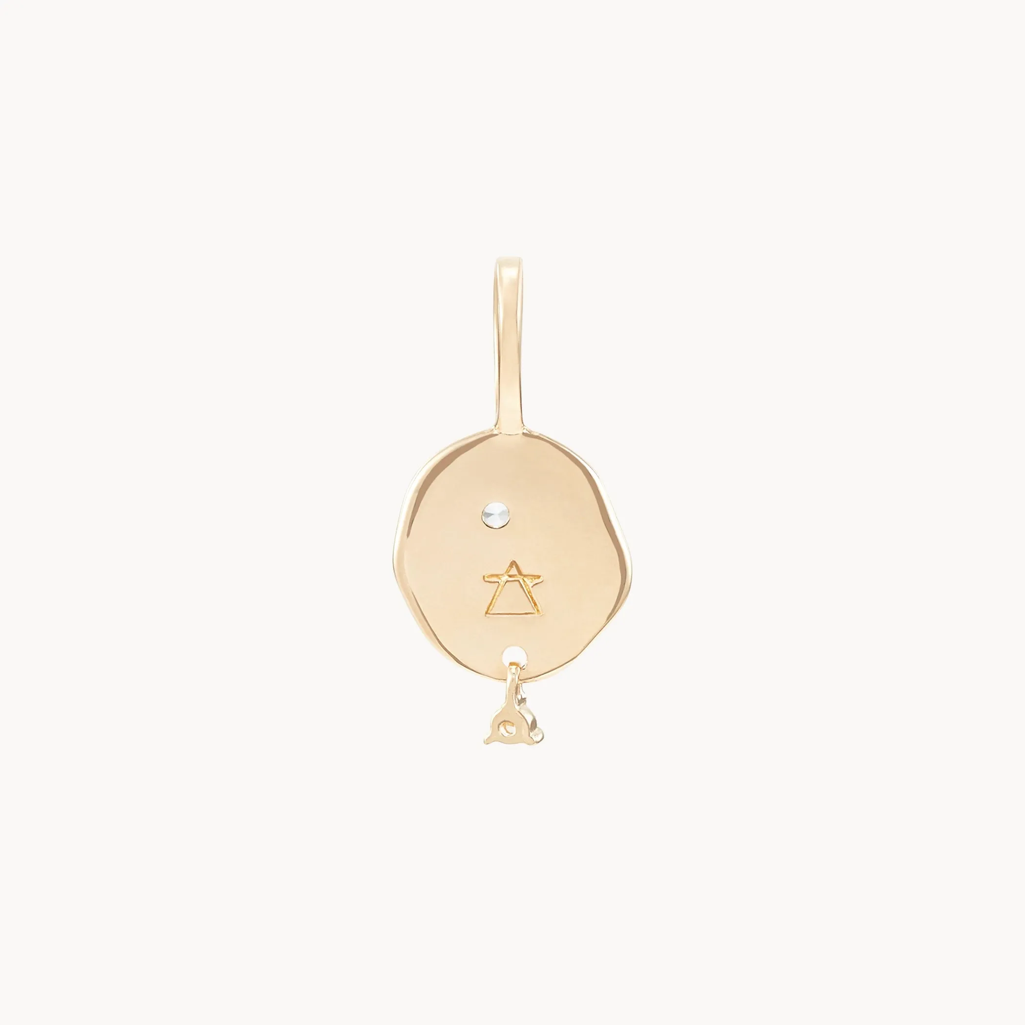 small air element charm - 10k yellow gold, gemstones