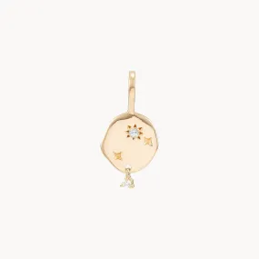 small air element charm - 10k yellow gold, gemstones