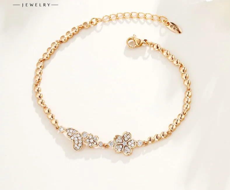 Small fresh flowers micro-studded with zirconium bracelet for women light luxury niche design