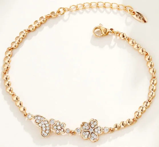 Small fresh flowers micro-studded with zirconium bracelet for women light luxury niche design