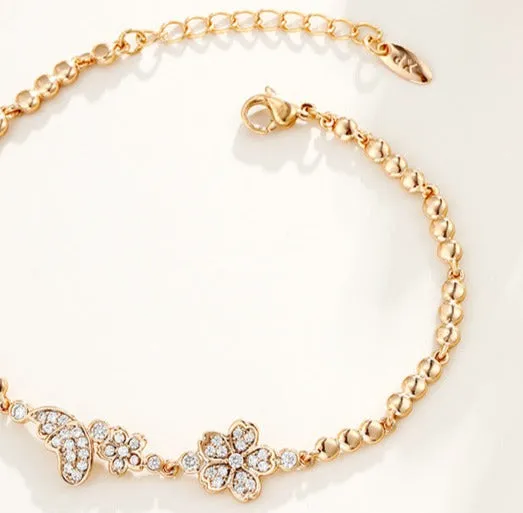 Small fresh flowers micro-studded with zirconium bracelet for women light luxury niche design