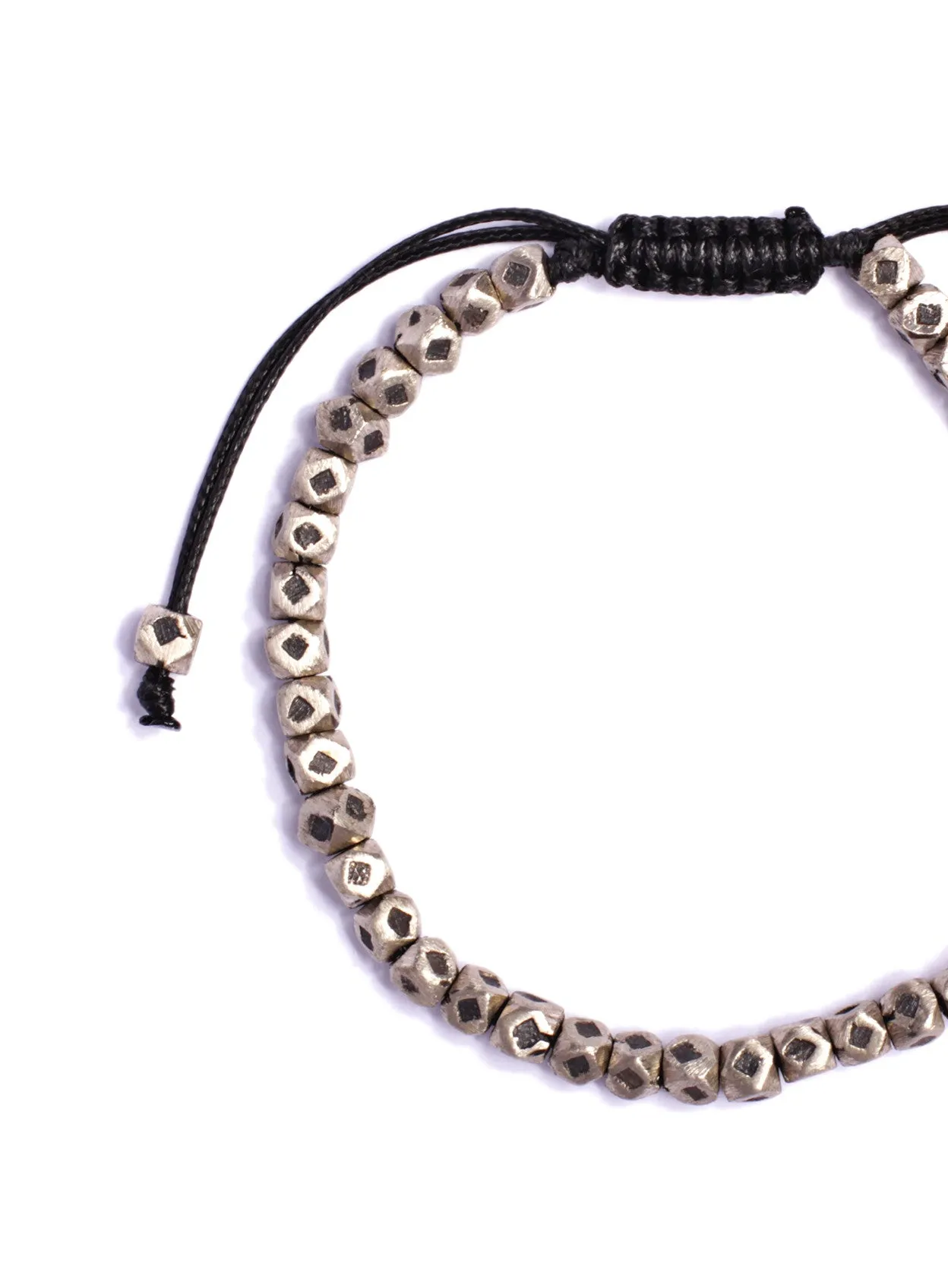 Small Geometric Silver Beaded Men's Bracelet