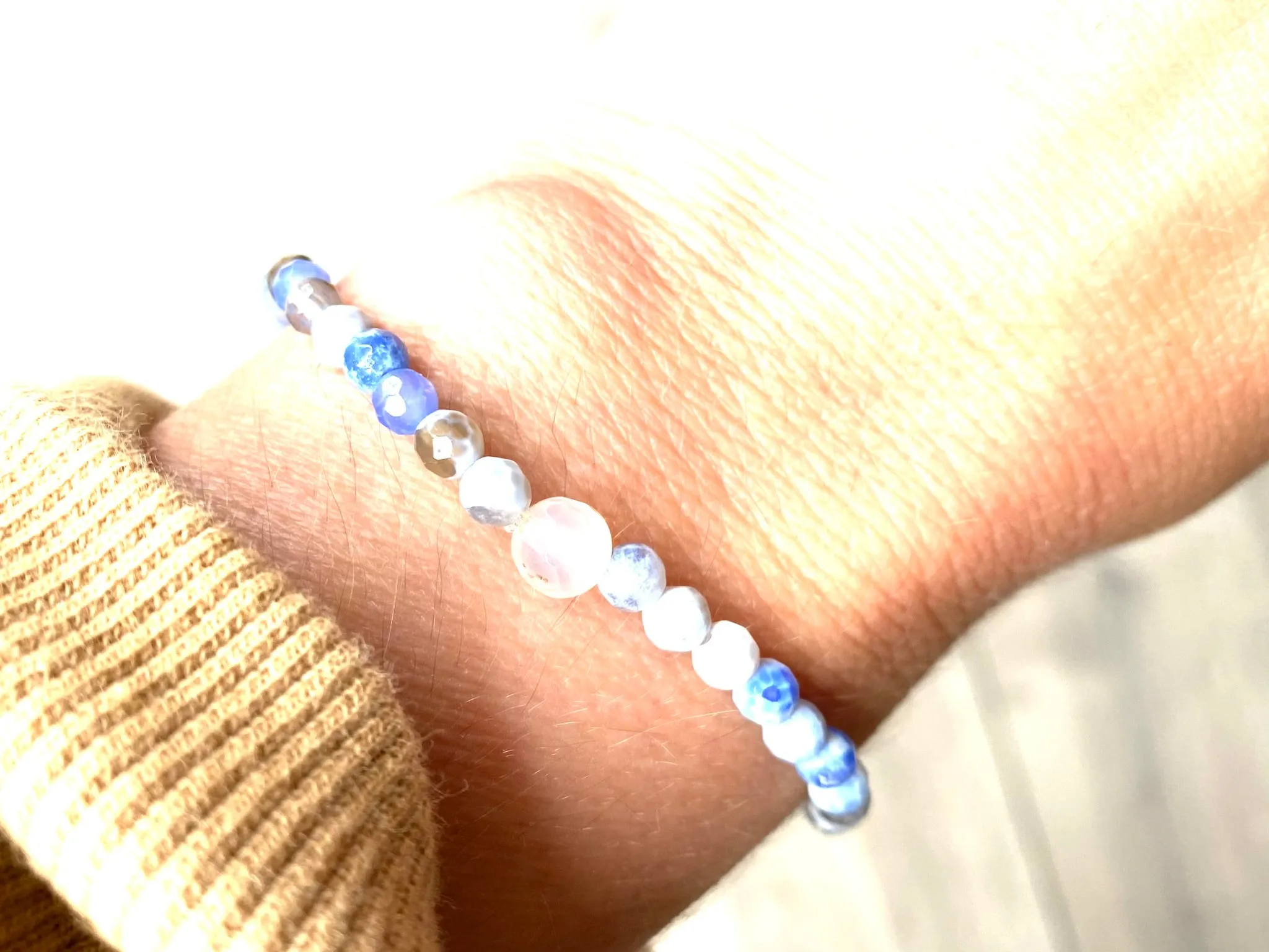 Something Blue - Blue Crystal Agate Bridal Bracelet or Anklet