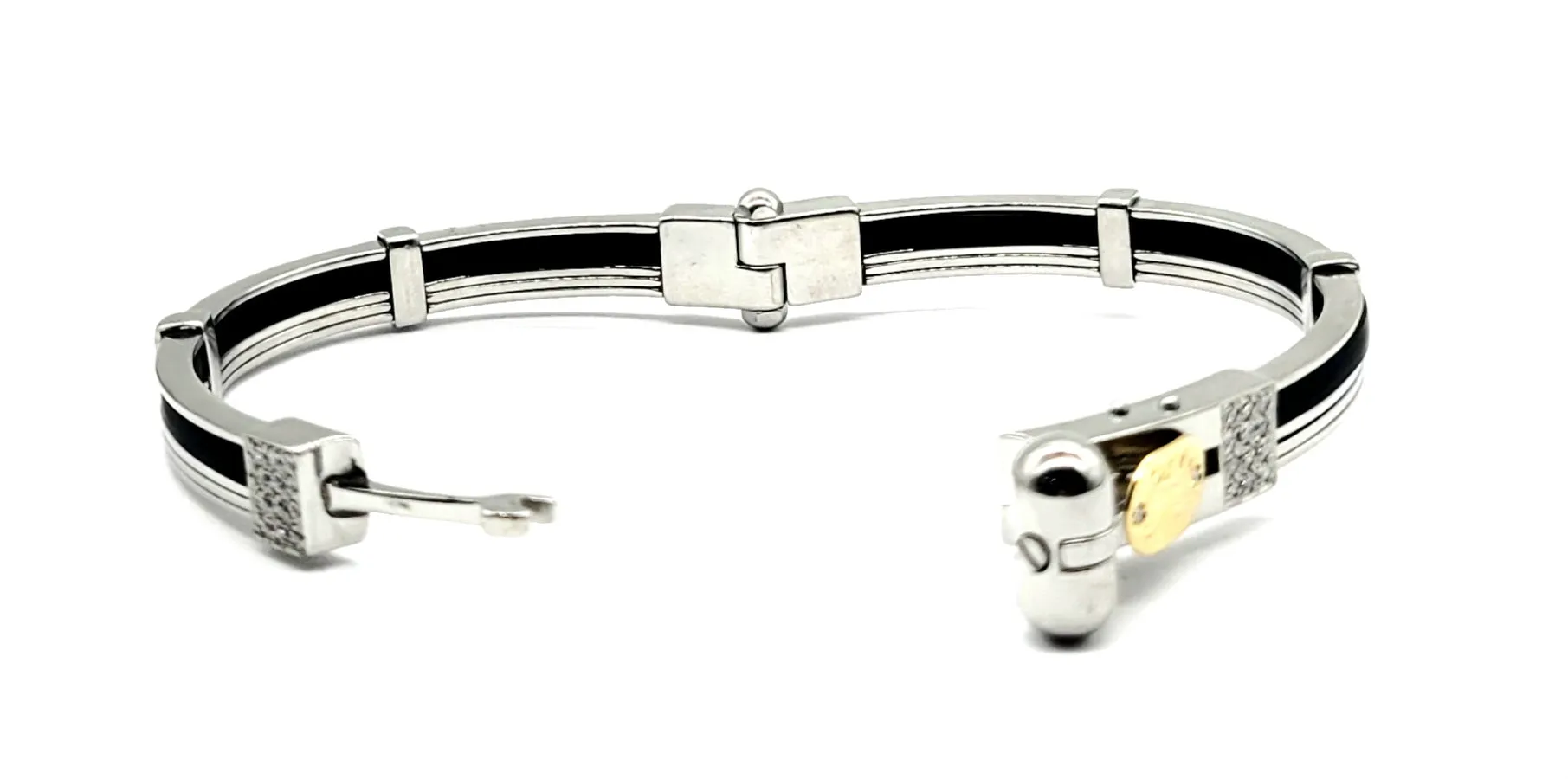 Stainless steel & 18k Yellow gold Sauro Bangle Bracelet with Diamonds