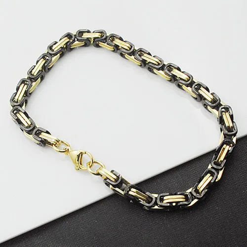 Stainless steel bracelet men punk rock jewelry high quality pulseira masculina byzantine chain link bracelets