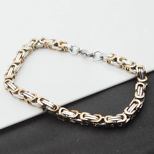 Stainless steel bracelet men punk rock jewelry high quality pulseira masculina byzantine chain link bracelets