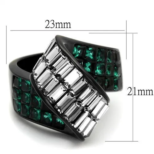 Stainless Steel Ring Synthetic Blue Zircon TK2199 for Women Style BlackIon