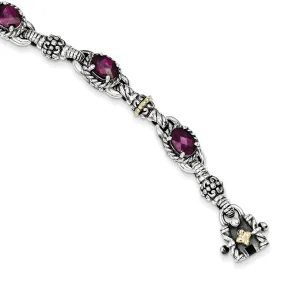 Sterling Silver Gold Rhodolite Garnet Bracelet