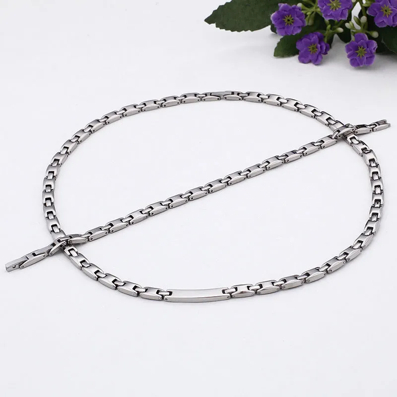 Stone Titanium Steel Bracelet and Necklace Set for Men and Women