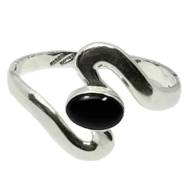 Taxco Mexico 925 Curved Black Onyx Design Bangle Bracelet