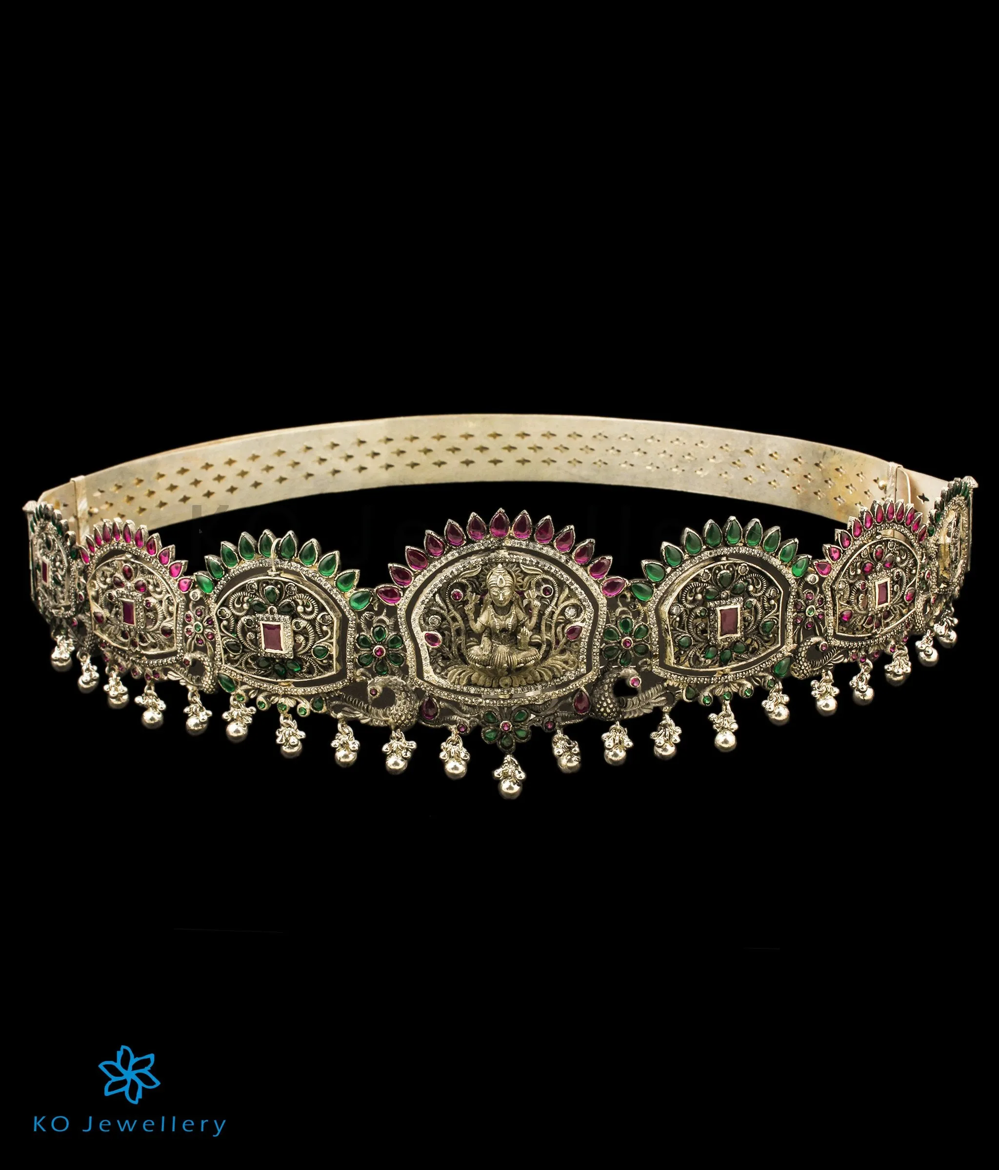 The Alankara Lakshmi Reversible Silver Peacock Oddiyanam (Oxidised/Waist belt)