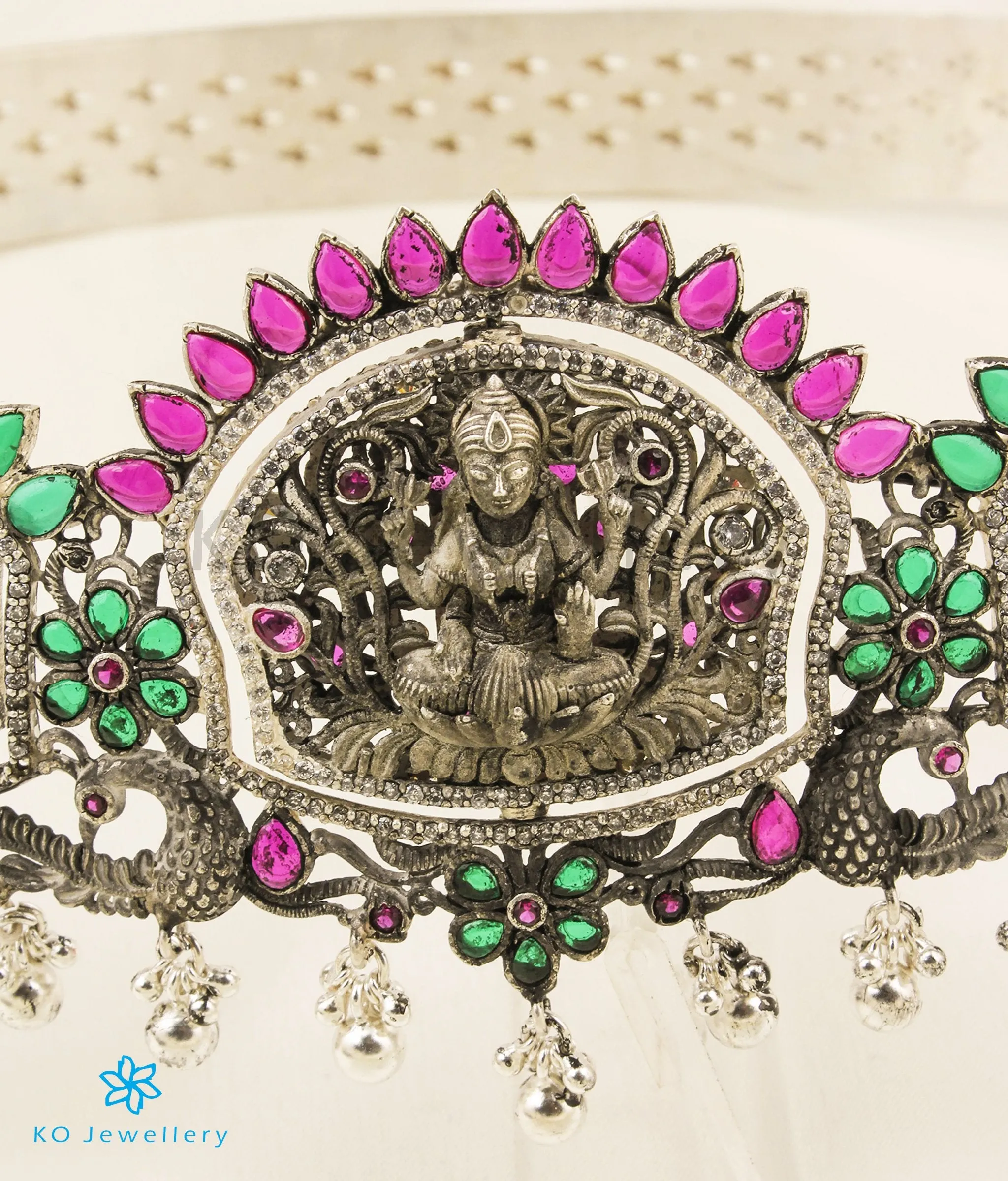 The Alankara Lakshmi Reversible Silver Peacock Oddiyanam (Oxidised/Waist belt)