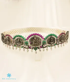 The Alankara Lakshmi Reversible Silver Peacock Oddiyanam (Oxidised/Waist belt)