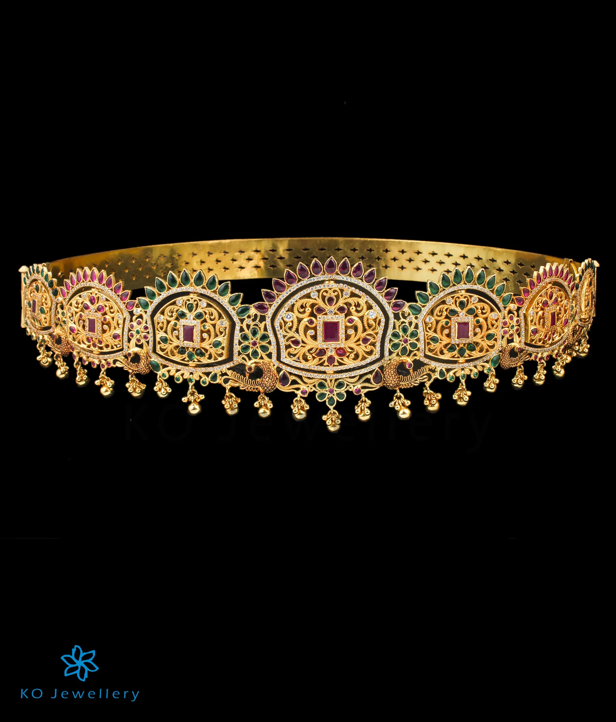 The Alankara Lakshmi Reversible Silver Peacock Oddiyanam (Waist belt)