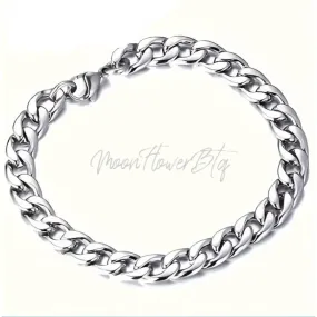 Thick Titanium Steel Cuban Link Bracelet