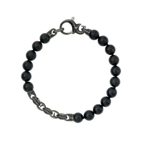 Thorn Beaded Bracelet in Black Onyx and Black Sapphire