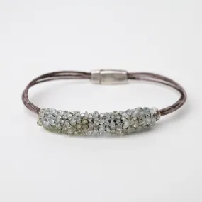 Tiny Moss Aquamarine Multi-Stand Leather Bracelet