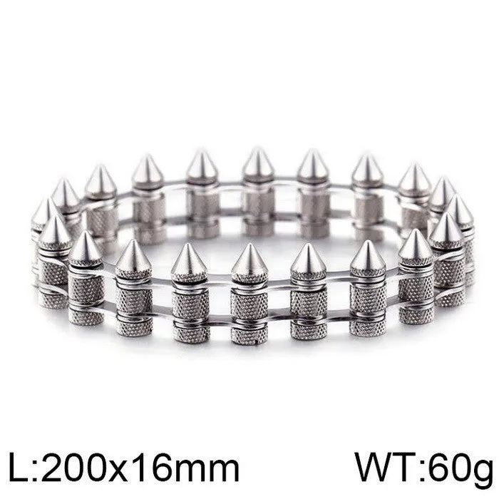 Titanium Steel Bullet Men's Locomotive Bracelets - European and American Punk Goth Rock Accessories