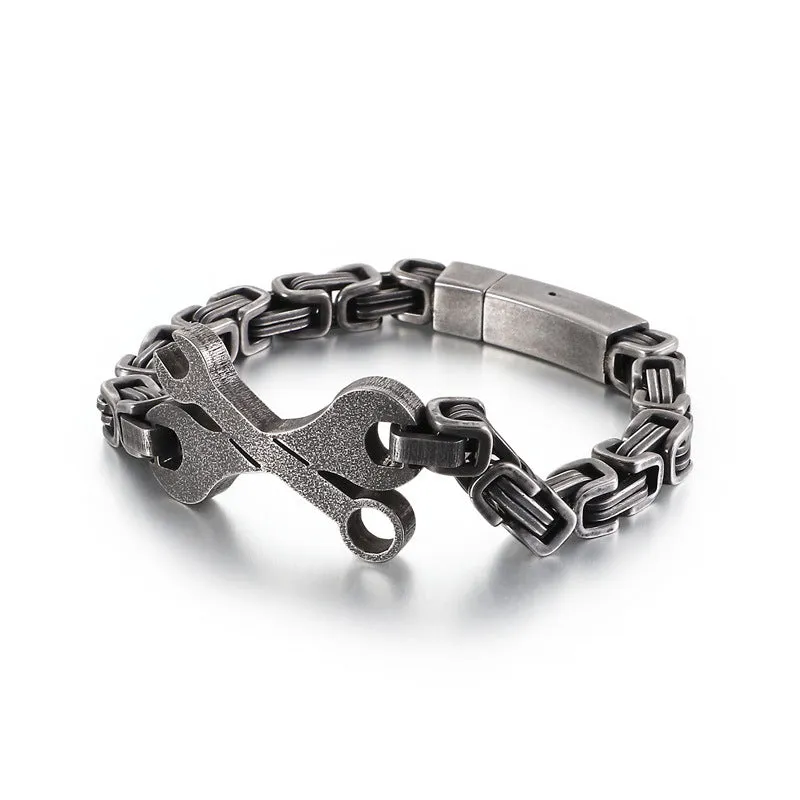 Titanium Steel Men's Bracelet with Creative Personality Wrench Design - Fashion Trend Emperor Return Chain