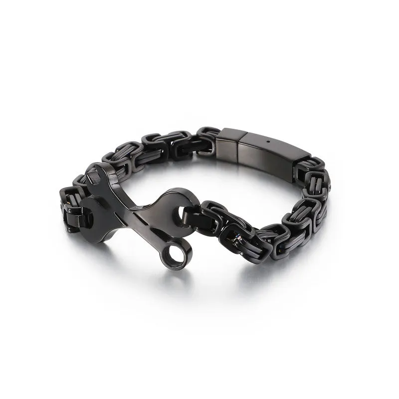 Titanium Steel Men's Bracelet with Creative Personality Wrench Design - Fashion Trend Emperor Return Chain