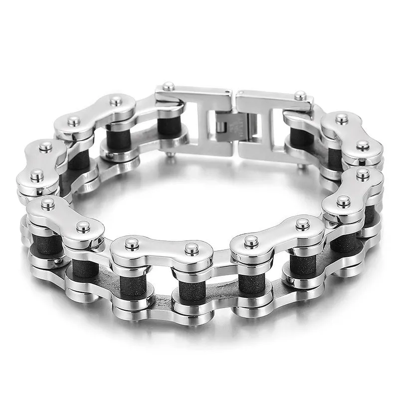 Titanium Steel Men's Bracelet with European-American Rock Hip-Hop Style