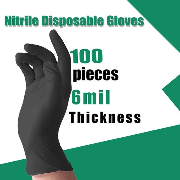 TOJIEU®, Disposable Medical Nitrile Examination Gloves, Black, Large (200 Count)