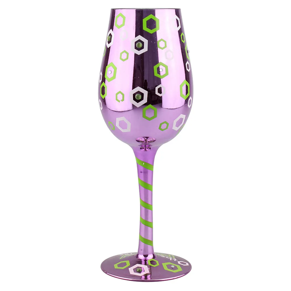 Top Shelf “Cheers to 40 Years” Decorative Metallic Birthday Wine Glass (WS)