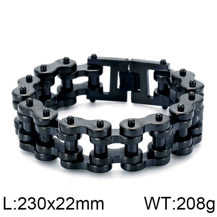 Trendy 22mm Stainless Steel Bicycle-Inspired Bracelet for Men