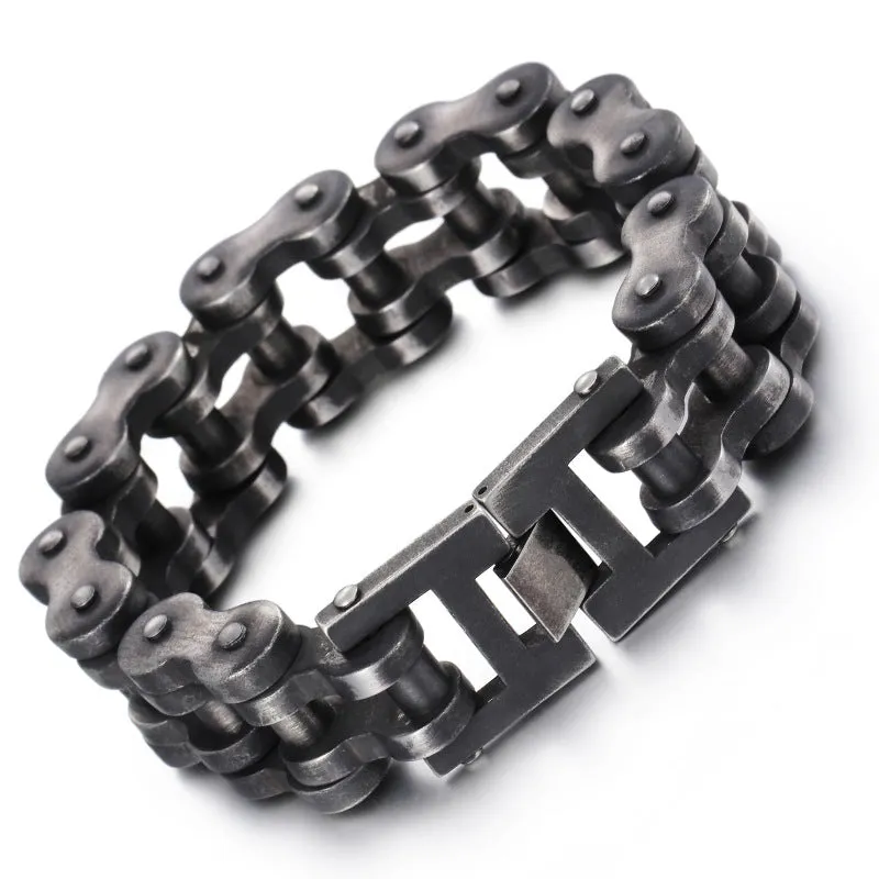 Trendy 22mm Stainless Steel Bicycle-Inspired Bracelet for Men