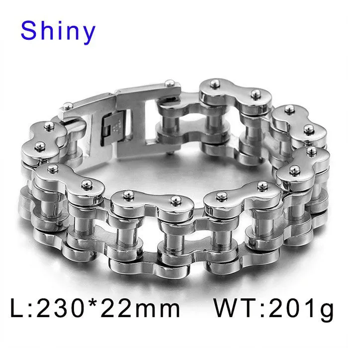 Trendy 22mm Stainless Steel Bicycle-Inspired Bracelet for Men