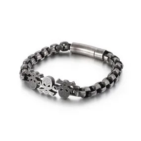 Trendy Hip Hop Style Men's Titanium Steel Skull Bracelet Inspired by European and American Street Fashion