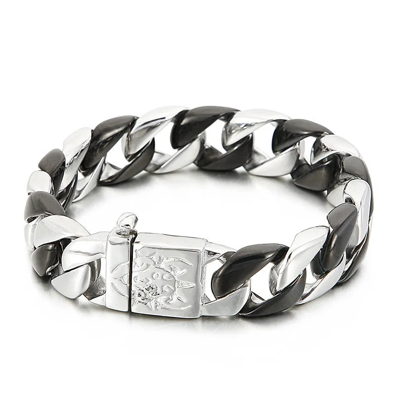 Trendy Men's Black Titanium Steel Bracelet - Simple and Creative European-American Fashion Jewelry