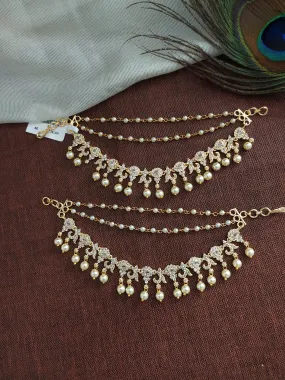 Unique Design Gold-plated Matil With Pearl Strands - Zircon Ear Chain